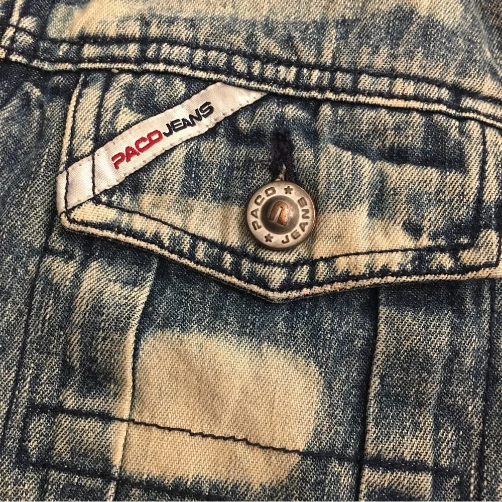 Vintage 2000 Paco Jeans Med Wash Mixed Distressed Denim Jacket Mens Size Small. - Picture 3 of 11